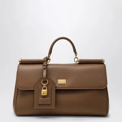 Dolce & Gabbana My Sicily Top Handle Bag In Caramel Leather In Brown