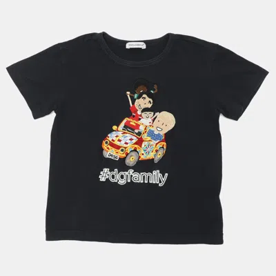 Pre-owned Dolce & Gabbana Dolce And Gabbana Navy Blue Cotton Dg Family T-shirt 4 Years