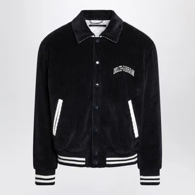 DOLCE & GABBANA DOLCE&GABBANA NAVY CORDUROY VARSITY BOMBER MEN
