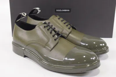 Pre-owned Dolce & Gabbana Dolce&gabbana Nwb Derby Dress Shoes Size 41 8 Us In Tonal Military Green W/ Logo
