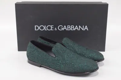 Pre-owned Dolce & Gabbana Dolce&gabbana Nwb Loafers / Slippers Size 40 7 Us Dark Green Floral Motif