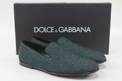 Pre-owned Dolce & Gabbana Dolce&gabbana Nwb Loafers / Slippers Size 43 10 Us In Dark Green Floral Motif