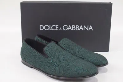 Pre-owned Dolce & Gabbana Dolce&gabbana Nwb Loafers / Slippers Size 44 11 Us In Dark Green Floral Motif