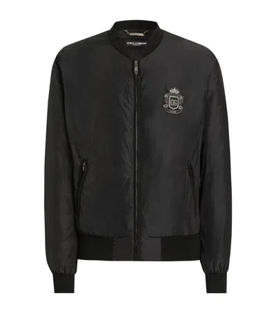 Dolce & Gabbana Dolce&gabbana Nylon Crest Bomber Jacket In Black
