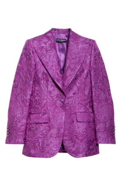 Dolce & Gabbana Dolce&gabbana One-button Floral Brocade Blazer In Purple