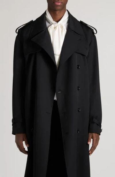Dolce & Gabbana Dolce&gabbana Oversize Gabardine Trench Coat In Nero