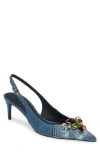 Dolce & Gabbana 60 Crystal-embellished Patchwork Denim Pumps In Blue/ Multicolour