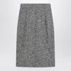 Dolce & Gabbana High Waist Knee-length Speckled Wool Skirt In Gray
