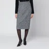 Dolce & Gabbana High Waist Knee-length Speckled Wool Skirt In Gray