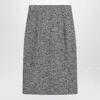 Dolce & Gabbana High Waist Knee-length Speckled Wool Skirt In Gray