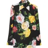 Dolce & Gabbana Multicolor Shirt With Oversize Pointed Collar And All-over Floral Motif In Silk Stretch Woman In Peonie/rose F.nero