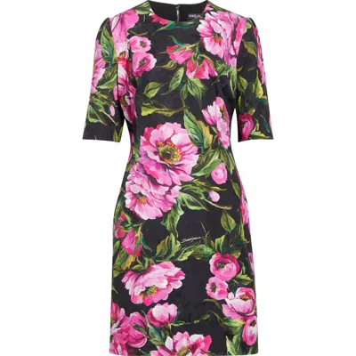 DOLCE & GABBANA DOLCE&GABBANA PEONY JACQUARD STRETCH COTTON SHEATH DRESS