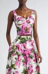 Dolce & Gabbana Dolce&gabbana Peony Print Bustier Top In Ha5kr Peonie Fuxia F.bco