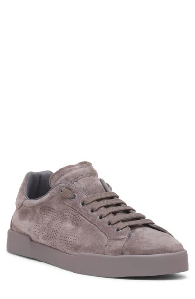 Dolce & Gabbana Dolce&gabbana Perforated Logo Low Top Sneaker In 80730-grigio Piombo