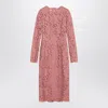 Dolce & Gabbana Women Branded Floral Cardonetto Lace Sheath Dress In Pink