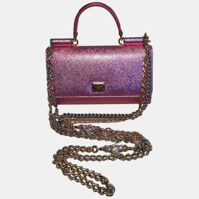 Pre-owned Dolce & Gabbana Dolce And Gabbana Pink Sicily Von Wallet Cell Phone Clutch