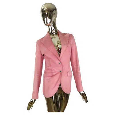 Pre-owned Dolce & Gabbana Dolce&gabbana Pink Suede Logo Jacket