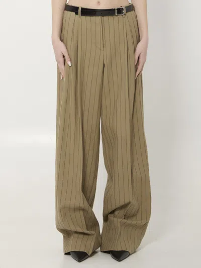 Dolce & Gabbana Dolce&gabbana Pinstriped Virgin Wool And Linen Trousers In Gray