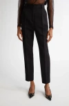 Dolce & Gabbana Dolce&gabbana Pleated Virgin Wool & Silk Blend Ankle Straight Leg Trousers In N0000 Nero