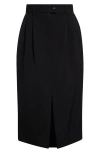 Dolce & Gabbana Dolce&gabbana Pleated Virgin Wool Pencil Skirt In N0000 Nero
