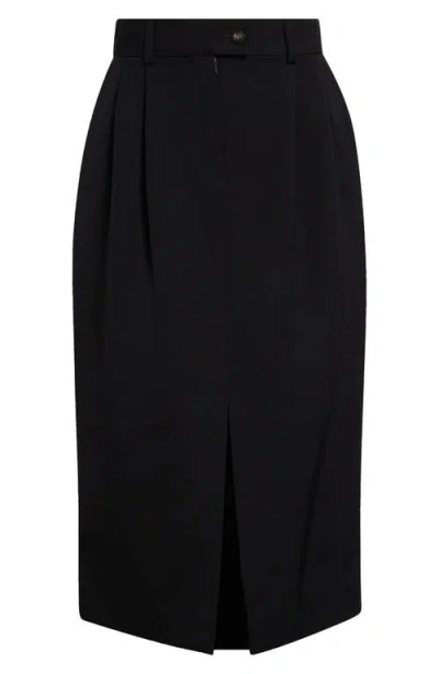 Dolce & Gabbana Dolce&gabbana Pleated Virgin Wool Pencil Skirt In Black