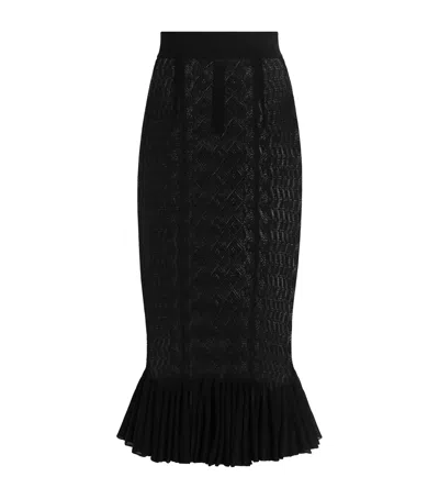 Dolce & Gabbana Lace-stitch Knit Skirt In Black