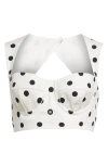 Dolce & Gabbana Polka Dots Print Drill Crop Top In Hwzrn Pois Med 1.5 F.bianc