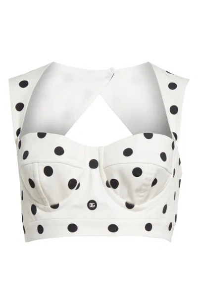 DOLCE & GABBANA DOLCE&GABBANA POLKA DOT BACK CUTOUT CROP BUSTIER TOP