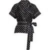 Dolce & Gabbana Short-sleeved Silk Pajama Shirt With Polka-dot Print In Nero