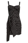 Dolce & Gabbana Dolce&gabbana Polka Dot Bow Ruched Minidress In Nero