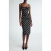 Dolce & Gabbana Polka Dot Print Corset Midi Dress In Black/white Dot