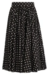 Dolce & Gabbana Pleated Printed Polka-dot Cotton-poplin Midi Skirt In Hnzqw Pois Picc 0 8 F.nero