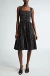 Dolce & Gabbana Dg Polka Dot Sleeveless Button-front Cotton Popeline Midi Sundress In Black/white Dot