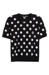 Dolce & Gabbana Dolce&gabbana Polka Dot Jacquard Virgin Wool & Silk Sweater In Nero/bianco