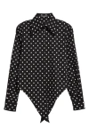 Dolce & Gabbana Dolce&gabbana Polka Dot Long Sleeve Button-up Crop Shirt In Hnzqw Pois Picc 0 8 F.nero