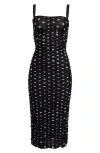 Dolce & Gabbana Polka Dot Print Draped Tulle Midi Dress In Hnzrw Pois Med 1 5 F.nero