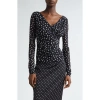 Dolce & Gabbana Ruched Wrap-effect Printed Polka-dot Tulle Blouse In Nero Dot Bianco