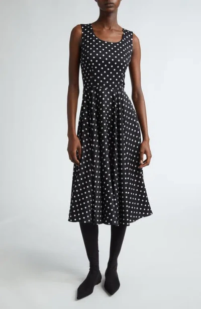 Dolce & Gabbana Dolce&gabbana Polka Dot Sleeveless Cotton Midi Dress In Black/white