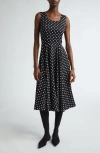 Dolce & Gabbana Polka-dot Midi Dress In White/ Black Dot