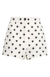Dolce & Gabbana Polka-dot High-rise Cotton-blend Shorts In Bianco
