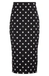 Dolce & Gabbana Capri Polka-dot Charmeuse Pencil Skirt In Black