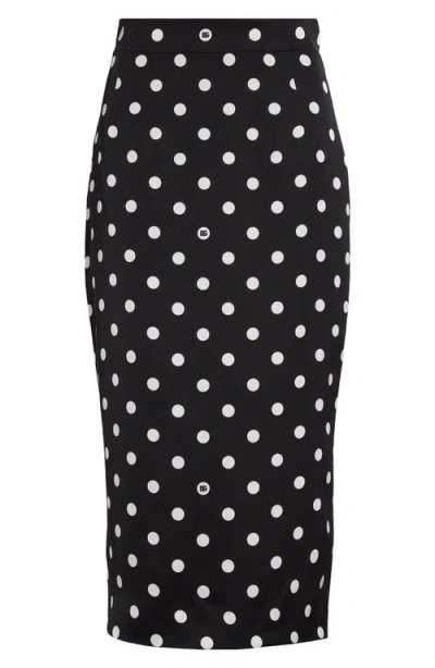 DOLCE & GABBANA DOLCE&GABBANA POLKA DOT STRETCH SILK PENCIL SKIRT