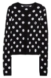 Dolce & Gabbana Polka Dot Wool Blend Cardigan In N0004 Nero/bianco