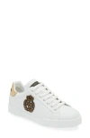 Dolce & Gabbana Iconic Leather Sneakers With Embroidered Crest And Luxurious Detailing In White