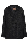 Dolce & Gabbana Dolce&gabbana Portofino Double Breasted Raffia Mesh Sport Coat In Black