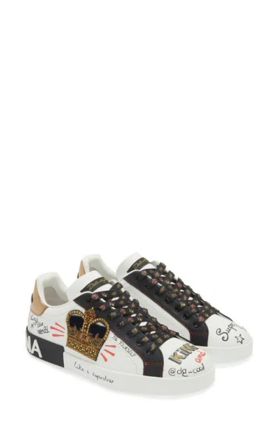 DOLCE & GABBANA DOLCE&GABBANA PORTOFINO GRAFFITI EMBELLISHED SNEAKER