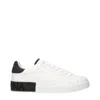 Dolce & Gabbana Men 'portofino' White Low Top Sneakers With Logo Lettering On The Rear In Leather Ma In White