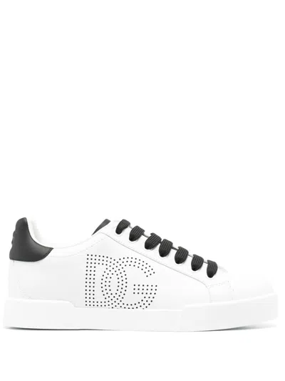Pre-owned Dolce & Gabbana Dolce&gabbana Portofino Men's White/black Sneakers Fw24