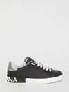 Dolce & Gabbana Portofino Sneakers In Black Leather With Silver Inserts Dolce E Gabbana In Black