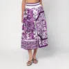 Dolce & Gabbana Purple Maiolica Print Skirt In Poplin In Purple